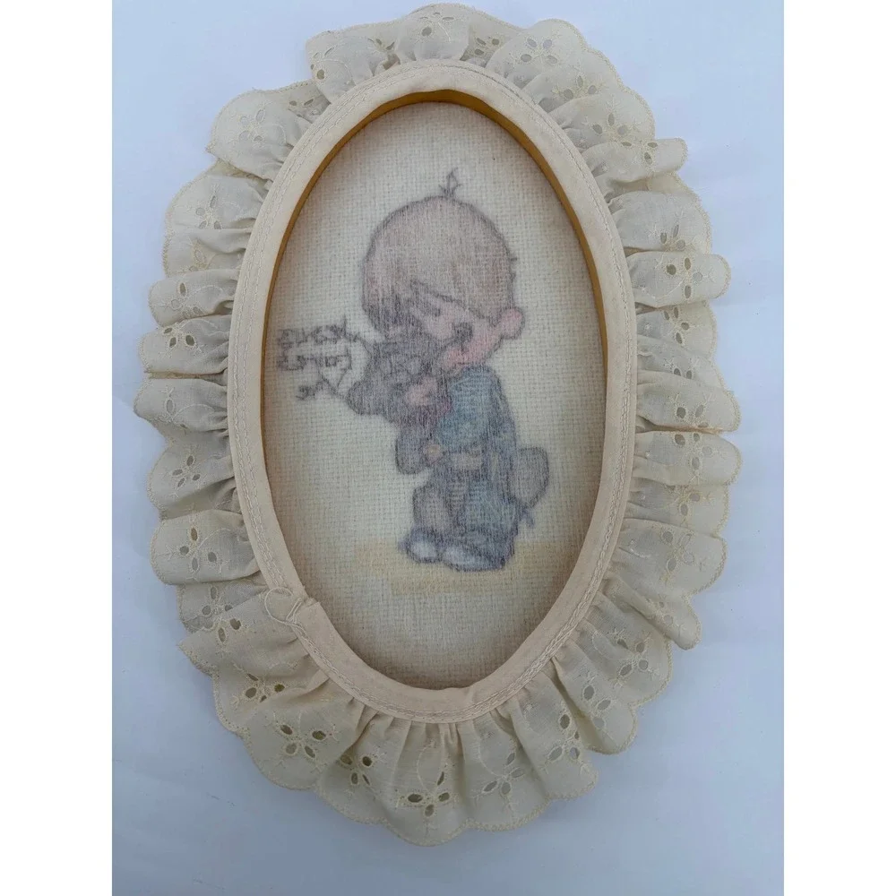 Prescious Moments‎ Cross Stitched Piece, Handmade, Vintage